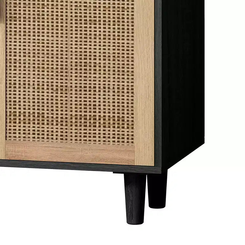 Élégant et pratique meuble de rangement décoratif à quatre portes en rotin