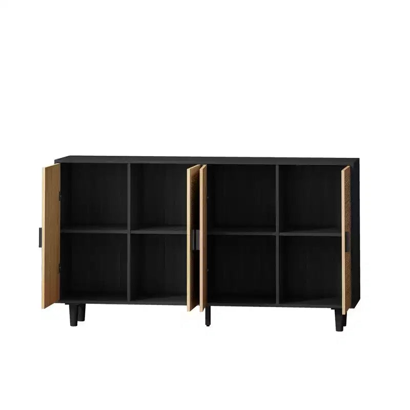 Élégant et pratique meuble de rangement décoratif à quatre portes en rotin