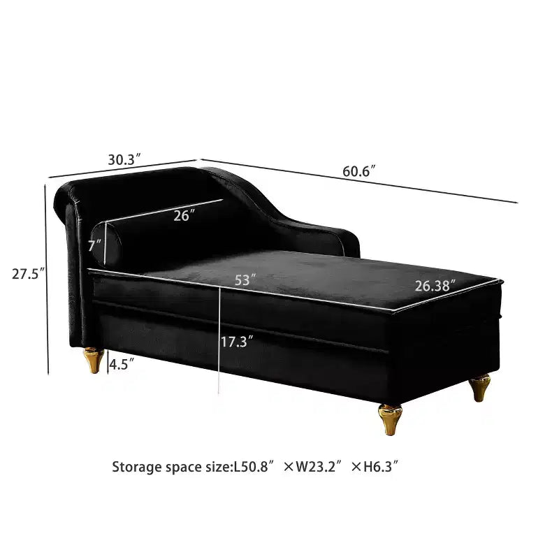 Chaise longue rembourrée moderne avec rangement