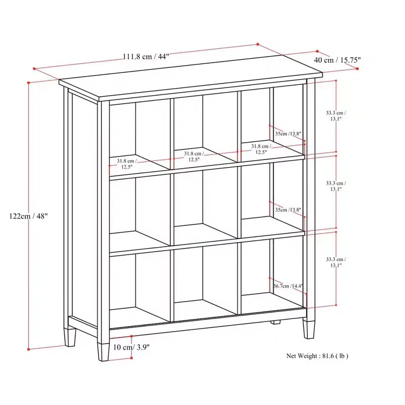 Meuble de rangement 9 cases transitoire en brun doré clair