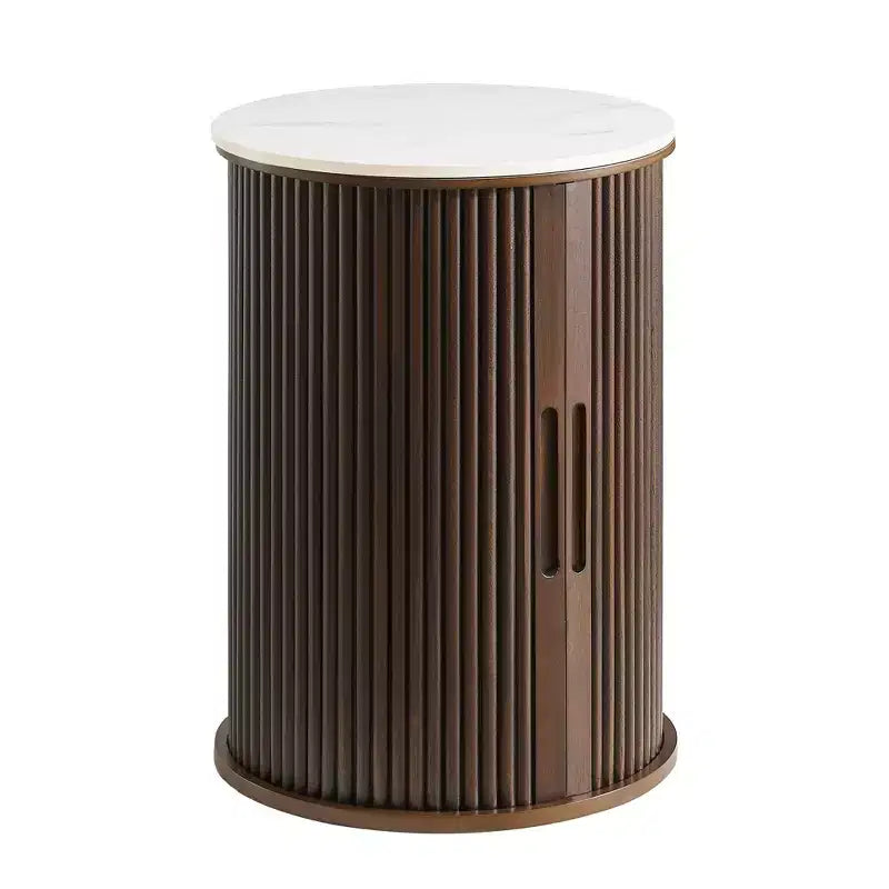 Table d'appoint circulaire en marbre artificiel avec espace de rangement, table de chevet moderne médiévale