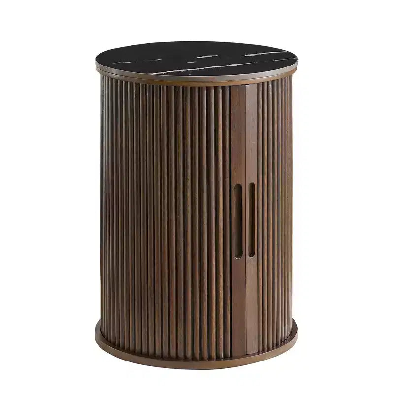 Table d'appoint circulaire en marbre artificiel avec espace de rangement, table de chevet moderne médiévale