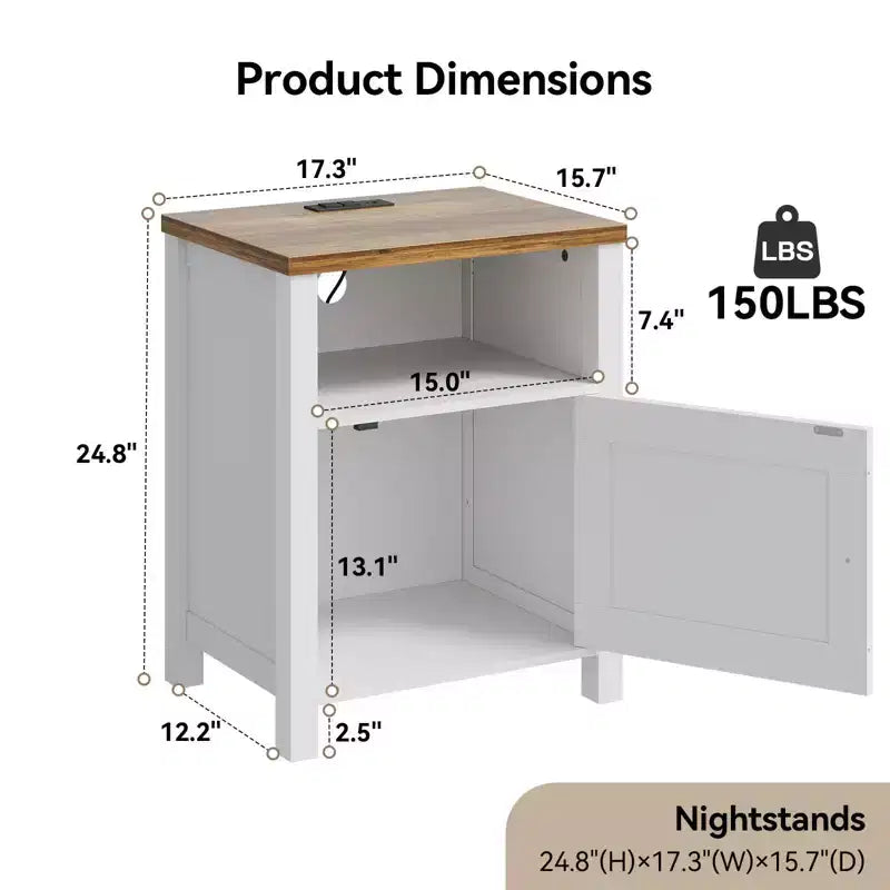 2 tables de chevet avec station de recharge, table de chevet de ferme