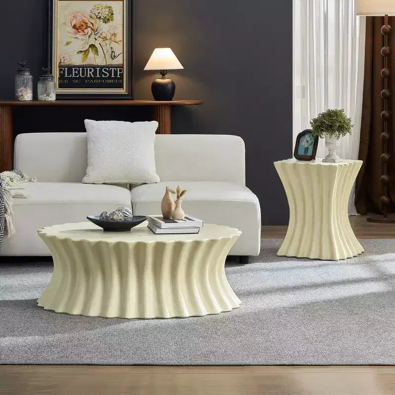 Square/Oval Coffee Table Cocktail Table Center Table Sofa Side Table Accent Table End Table, No Assembly Needed, Beige - ModernLuxe