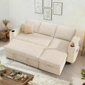 Dyonery Sleeper Sofa Bed,82 Pull Out Couch with Reclining Backrest/Reversible Storage Chaise, 3 in 1 L-Shaped Couch Tool-Free Assembly