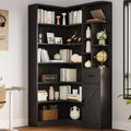 74 Inch Tall Corner Bookshelf, L-Shaped Black Bookcase with Storage for Living Room, Home Office and Bedroom