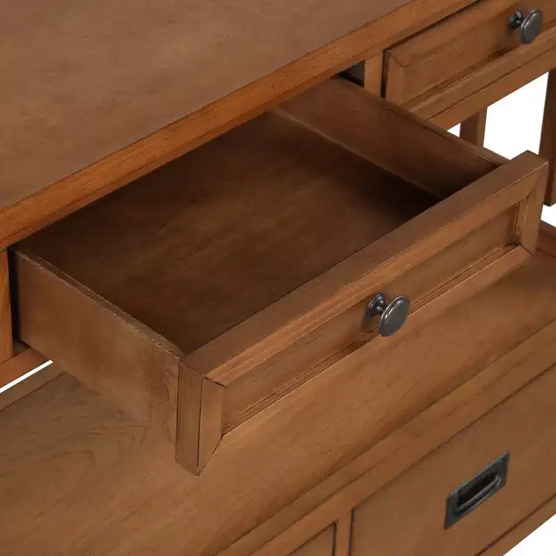 Table console d'entrée de 36 po en pin de style rustique avec 4 tiroirs