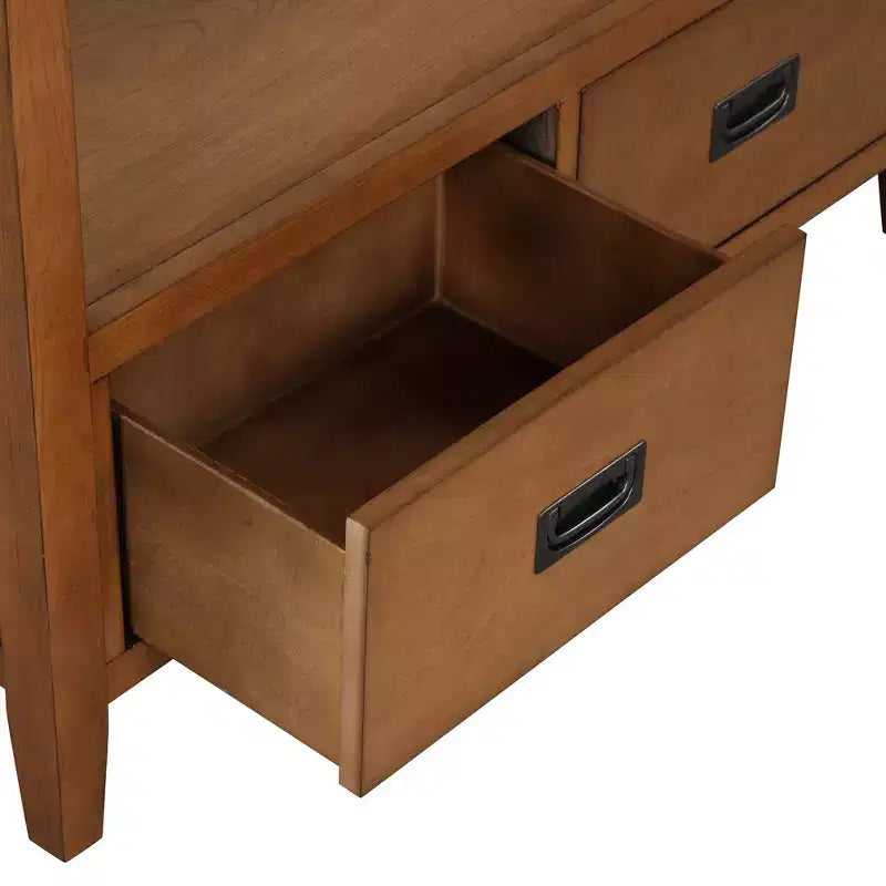 Table console d'entrée de 36 po en pin de style rustique avec 4 tiroirs