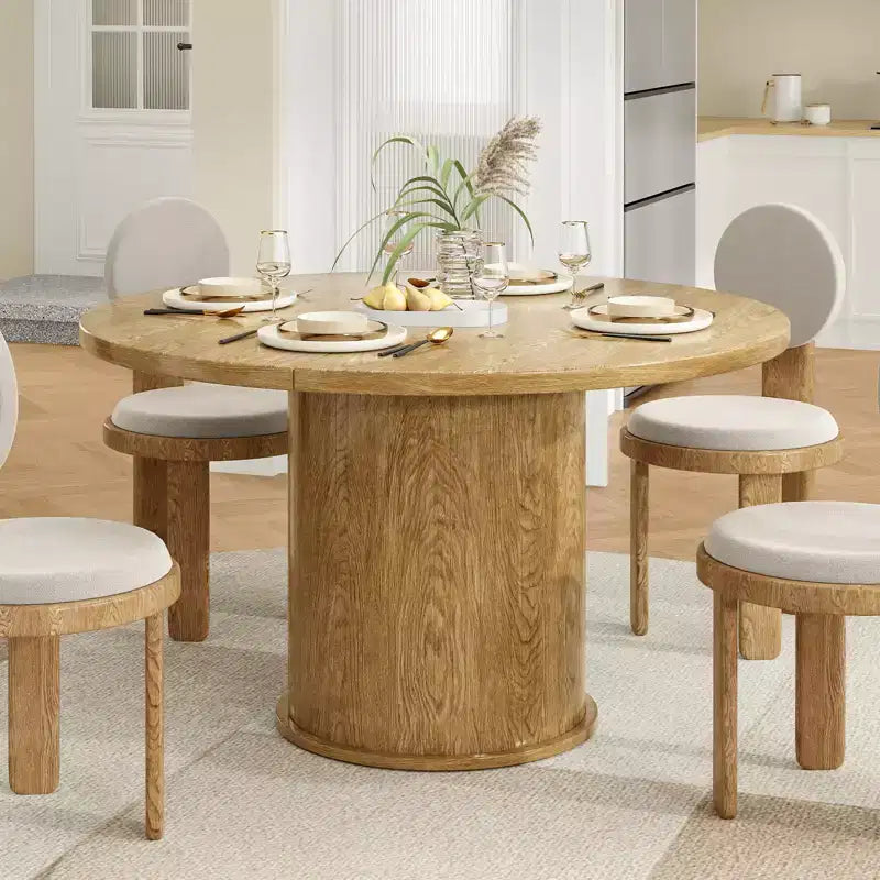 Table à manger ronde pour quatre personnes, Design circulaire contemporain