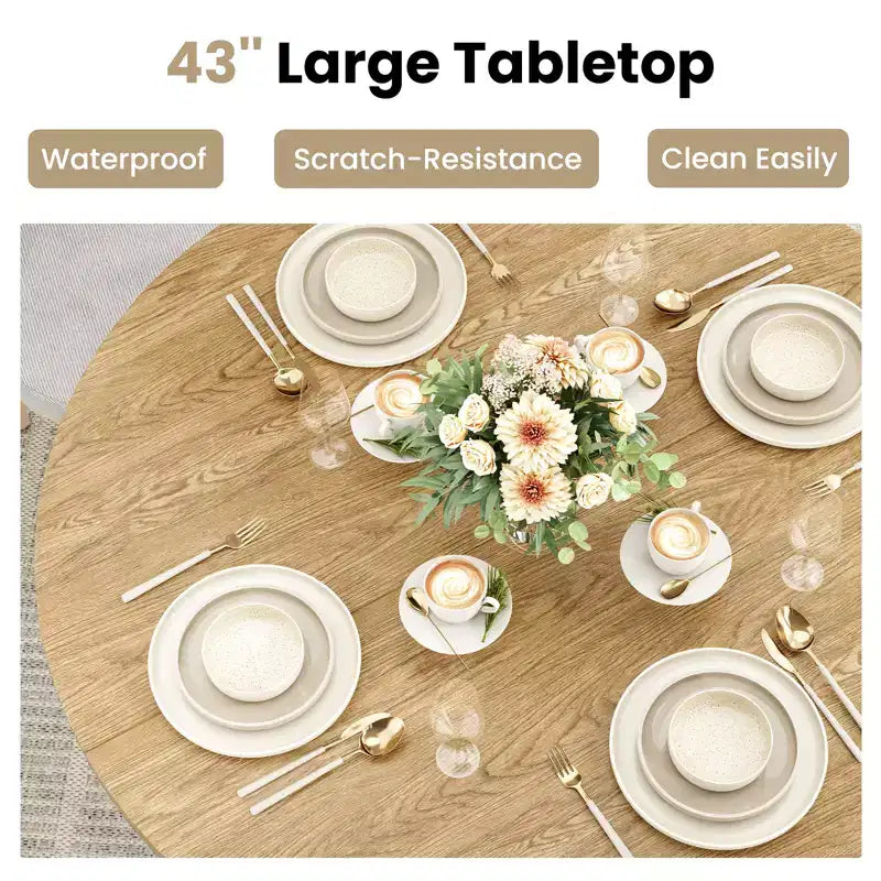 Table à manger ronde pour quatre personnes, Design circulaire contemporain