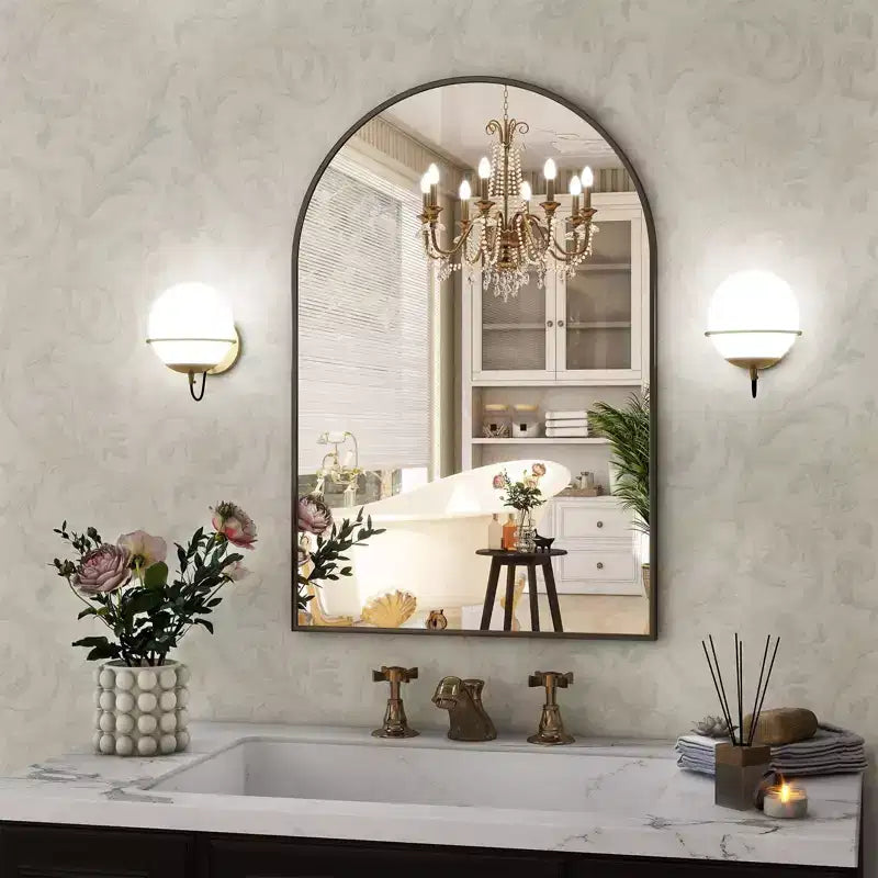 Miroir de salle de bain arqué, miroir mural pour coiffeuse