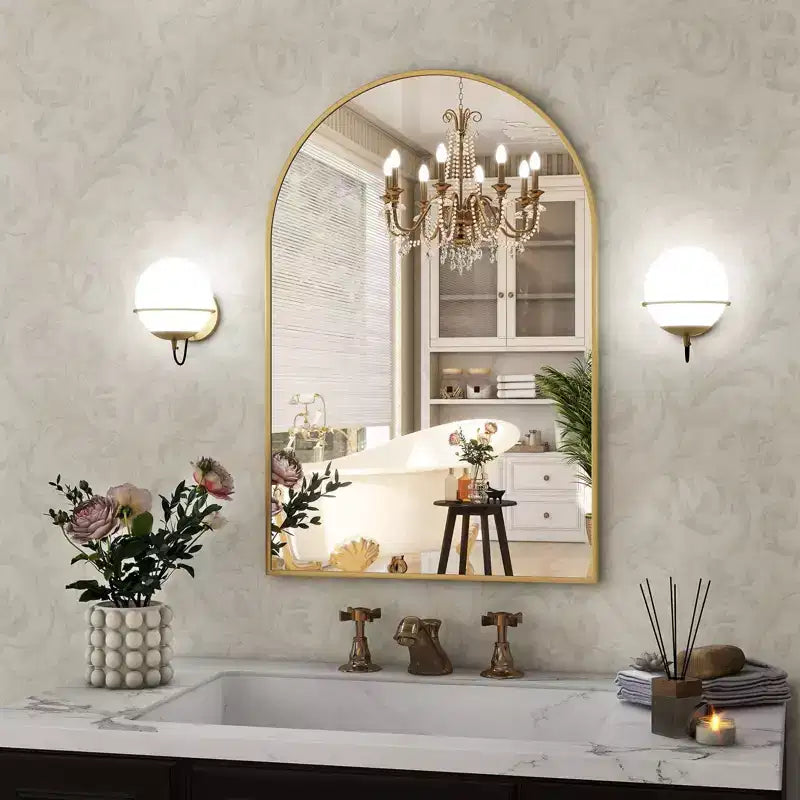 Miroir de salle de bain arqué, miroir mural pour coiffeuse