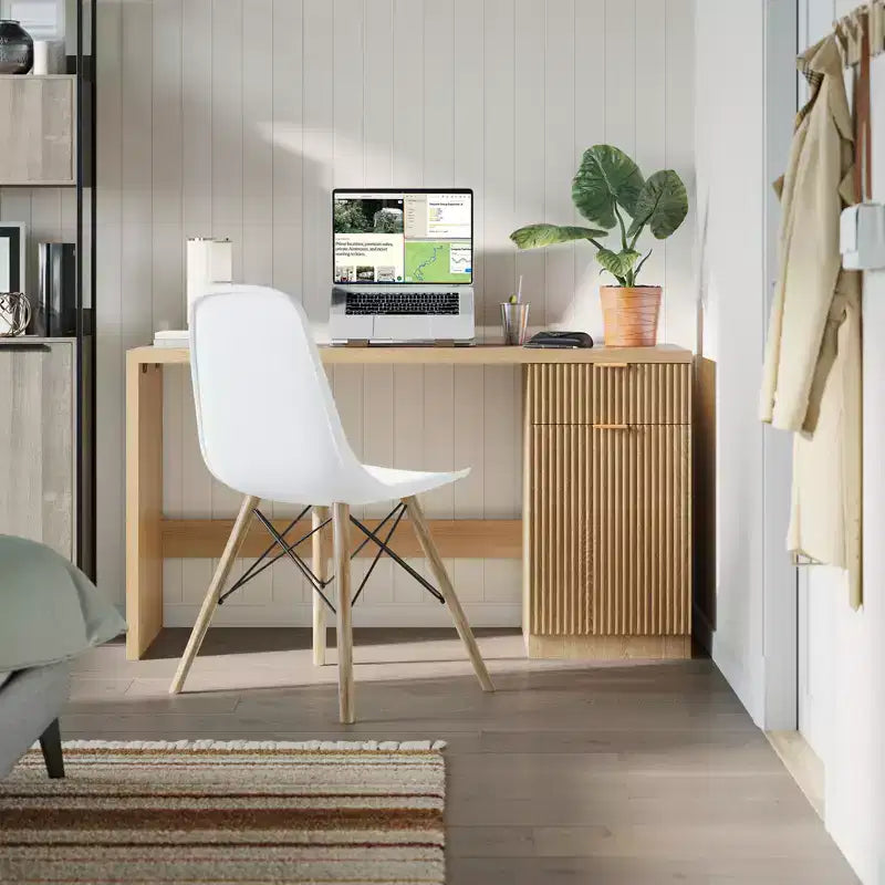 Bureau de direction cannelé moderne avec tiroirs et armoire de rangement