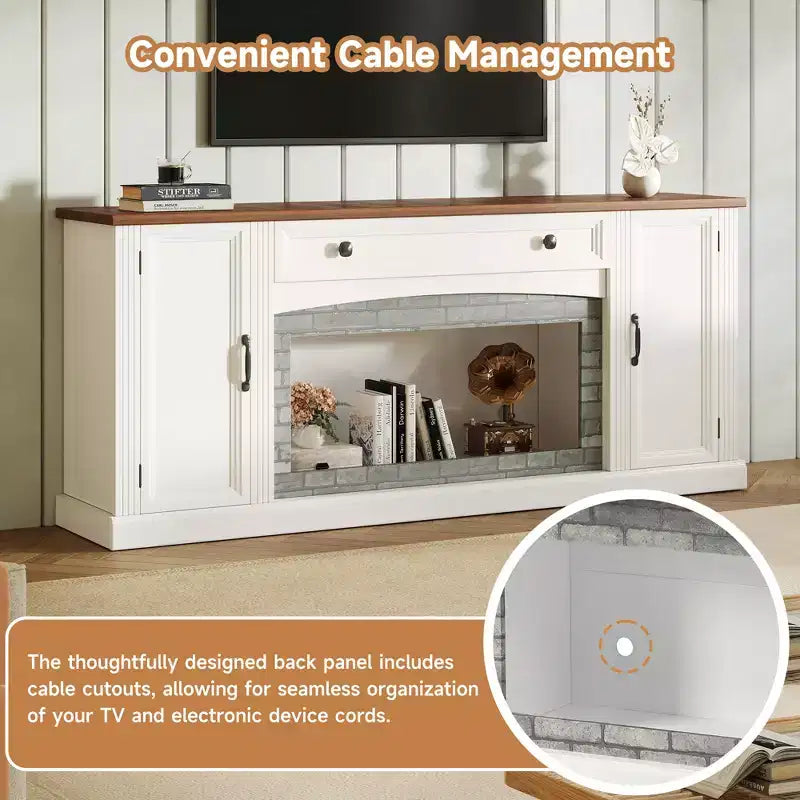 Meuble TV moderne pour téléviseurs jusqu'à 70 pouces avec tiroir et placards