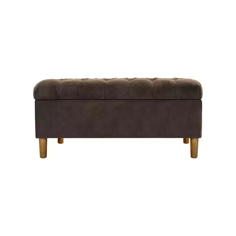 Banc de rangement capitonné avec pieds coniques en bois