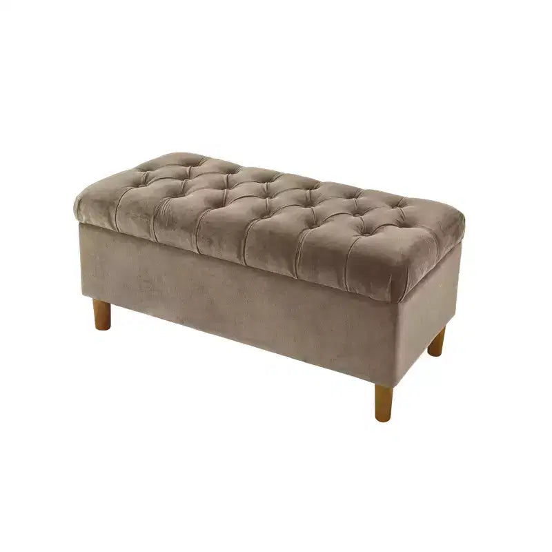 Banc de rangement capitonné avec pieds coniques en bois
