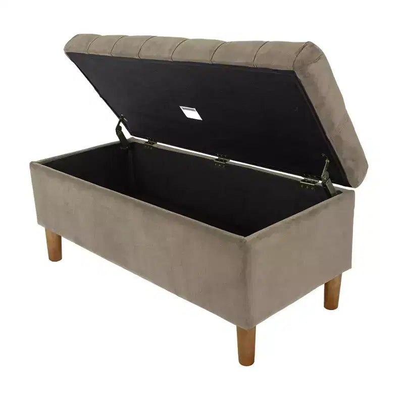 Banc de rangement capitonné avec pieds coniques en bois