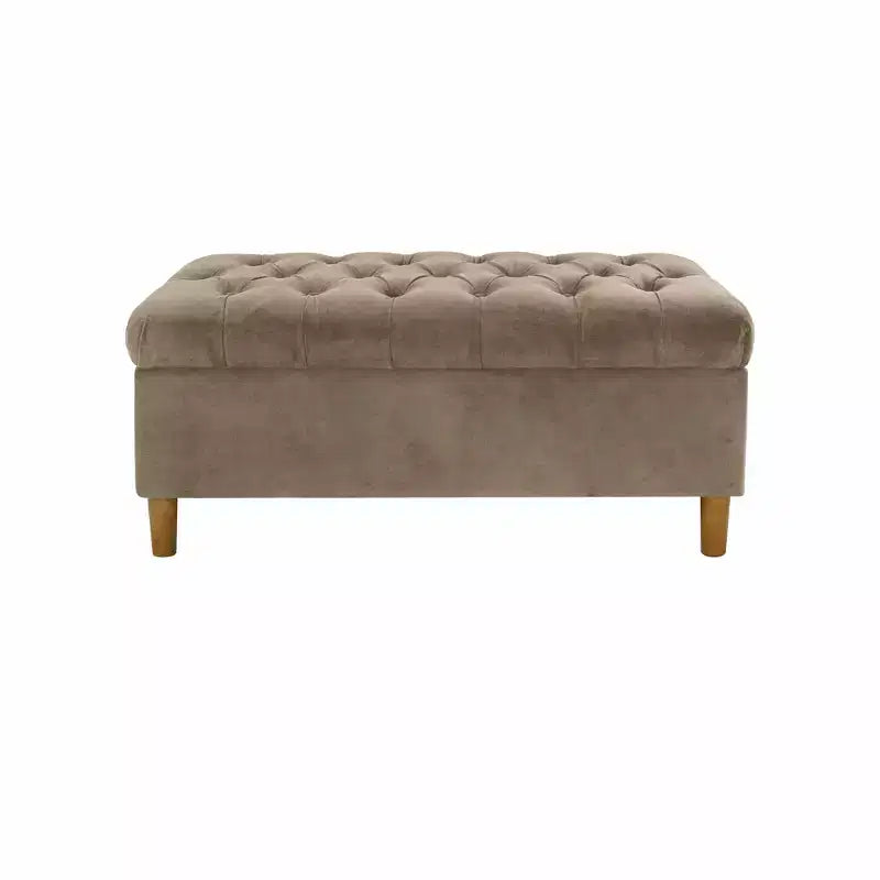 Banc de rangement capitonné avec pieds coniques en bois