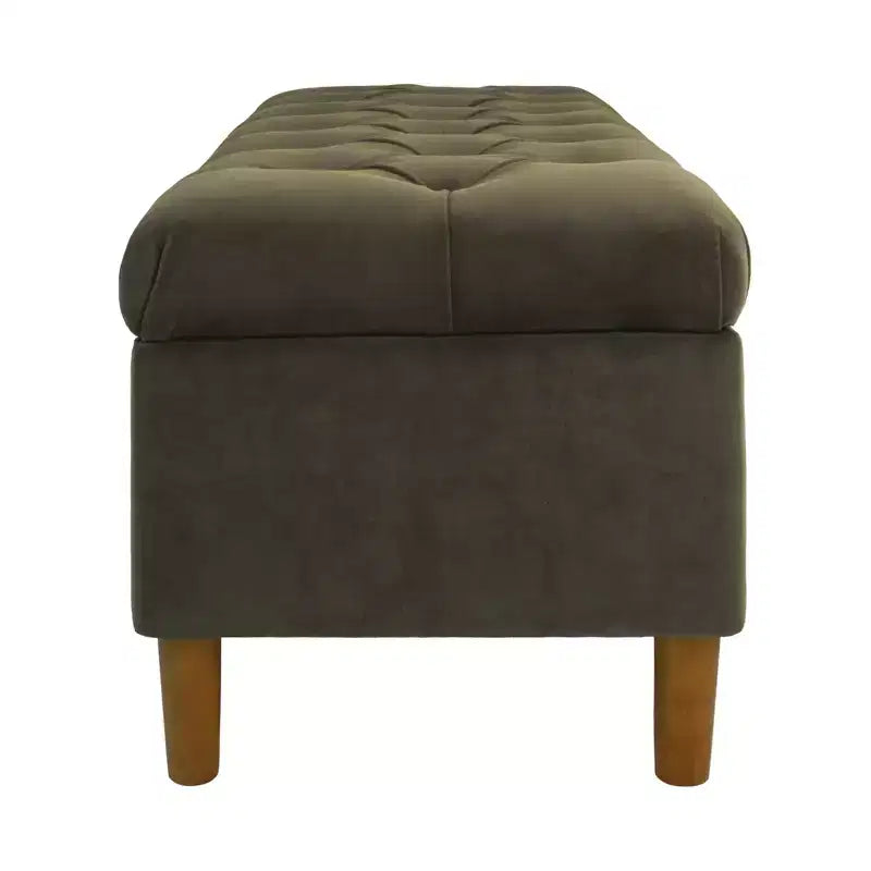 Banc de rangement capitonné avec pieds coniques en bois