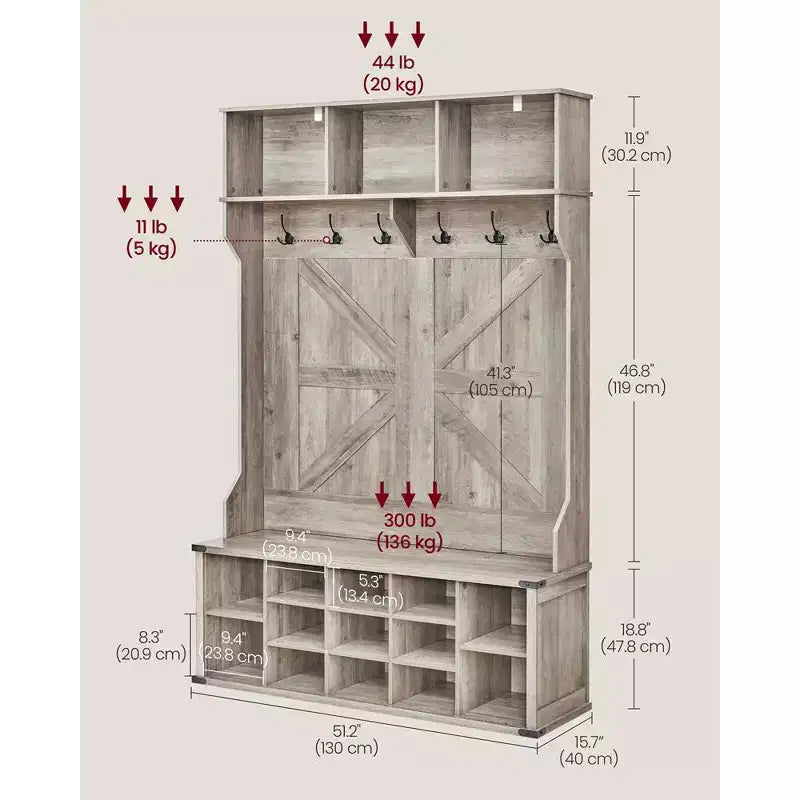 Meuble d'entrée avec banc et rangement à chaussures